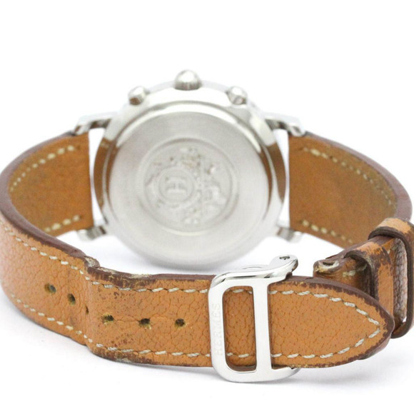 HERMESPolished  Clipper Chronograph Steel Quartz Ladies Watch CL1.310 BF560089 - Picture 5 of 9